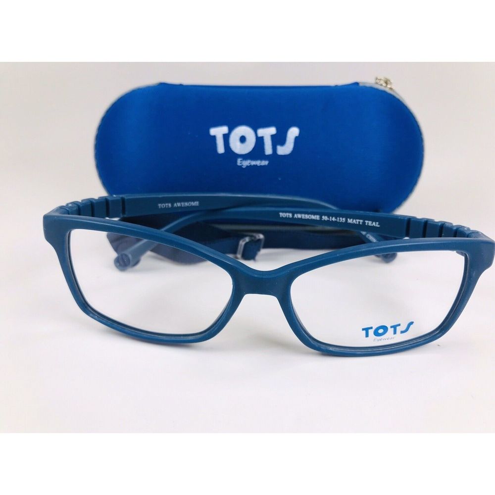 New TOTS Matte Teal AWESOME Eyeglasses for KIDS 50mm with Case & Strap
